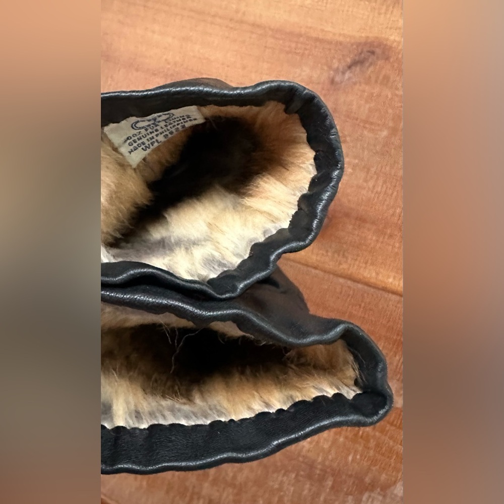 Vintage Classic 100% Fur Lining Genuine Leather Black Gloves - Picture 9 of 12